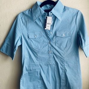 Striped Short-Sleeve Button Up